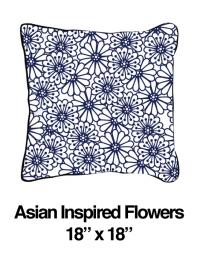 Asian Inspired Flowers Blue